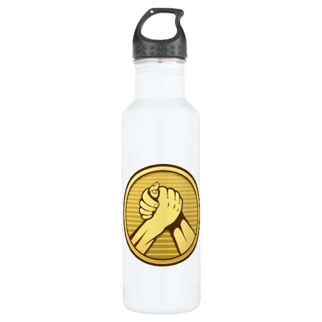 Arm wrestling Gold Water Bottle (Front)