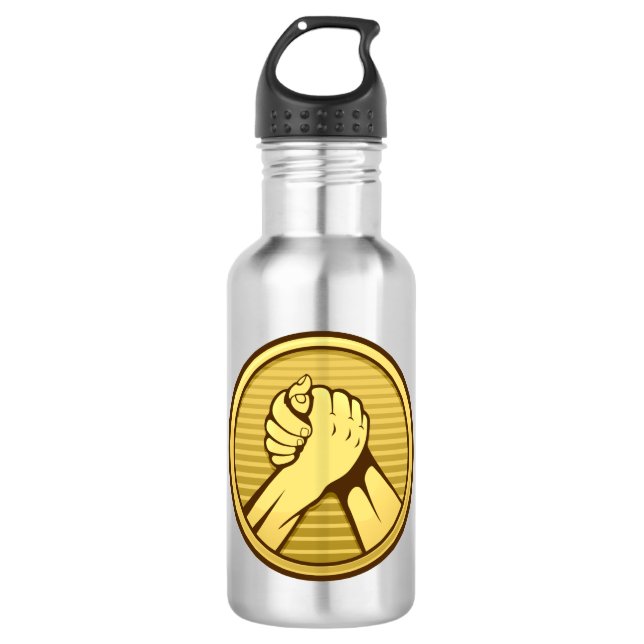 Arm wrestling Gold Water Bottle (Front)