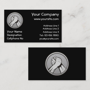 Arm wrestling Silver Business Card