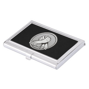 Arm Wrestling Silver Business Card Holder