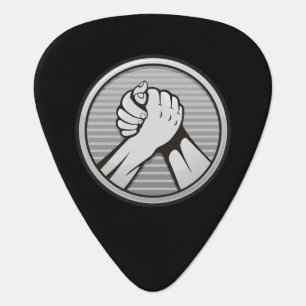 Arm wrestling Silver Guitar Pick