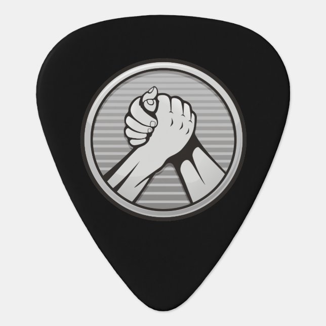 Arm wrestling Silver Guitar Pick (Front)