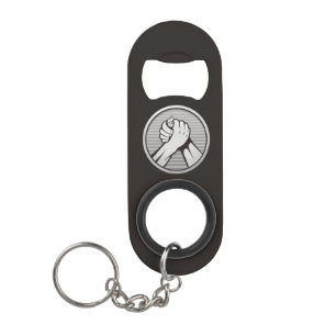 Arm wrestling Silver Keychain Bottle Opener