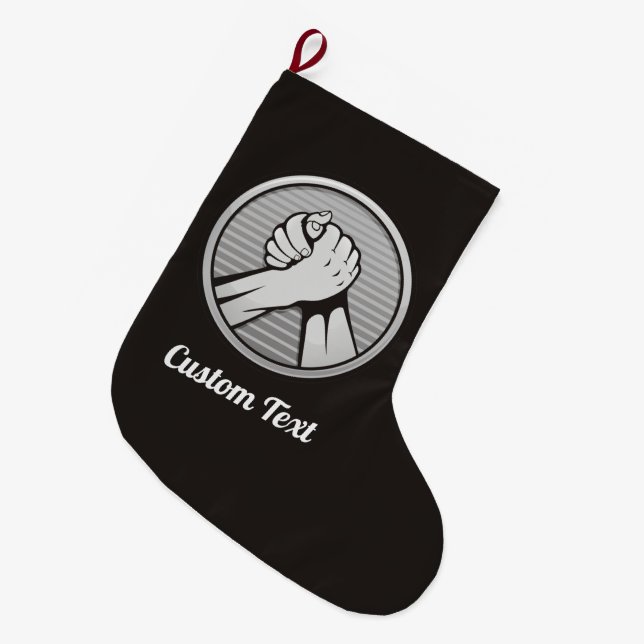 Arm wrestling Silver Large Christmas Stocking (Front (Hanging))