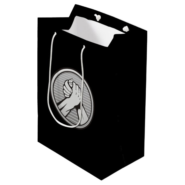 Arm wrestling Silver Medium Gift Bag (Front Angled)