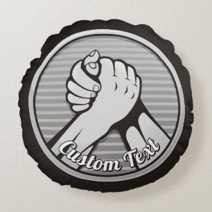 Arm wrestling Silver Round Pillow