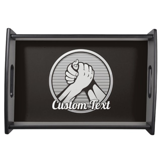 Arm wrestling Silver Serving Tray (Front)