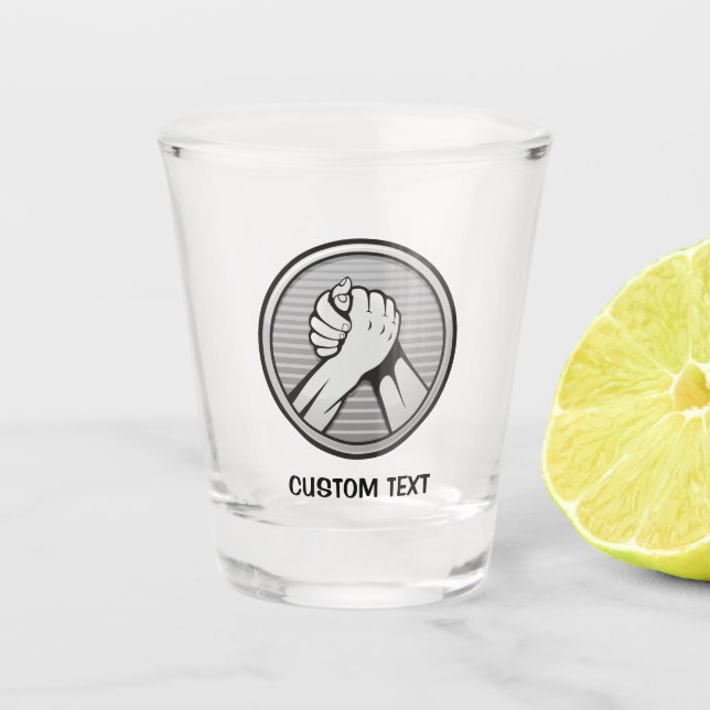 Arm wrestling Silver Shot Glass (Front)