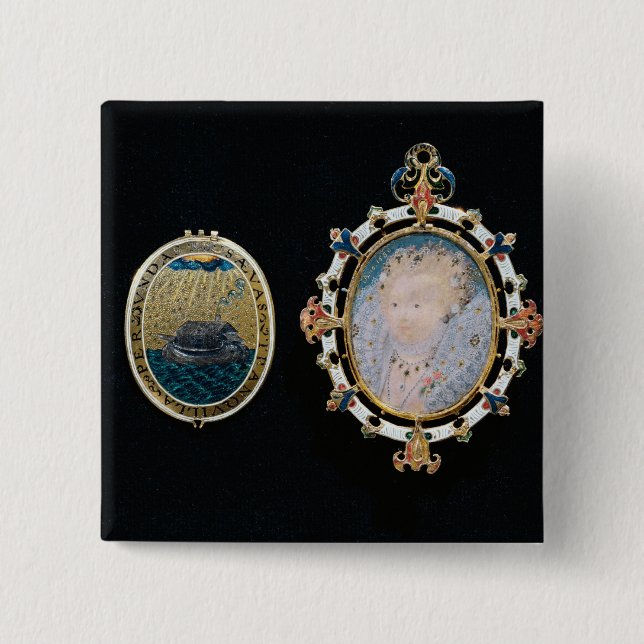 Armada Jewel, miniature of Queen Elizabeth I enclo Button (Front)