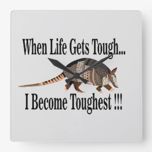 Armadillo Animal Inspirational Square Wall Clock