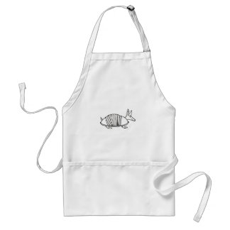 Armadillo art fun cute unique ink line drawing adult apron