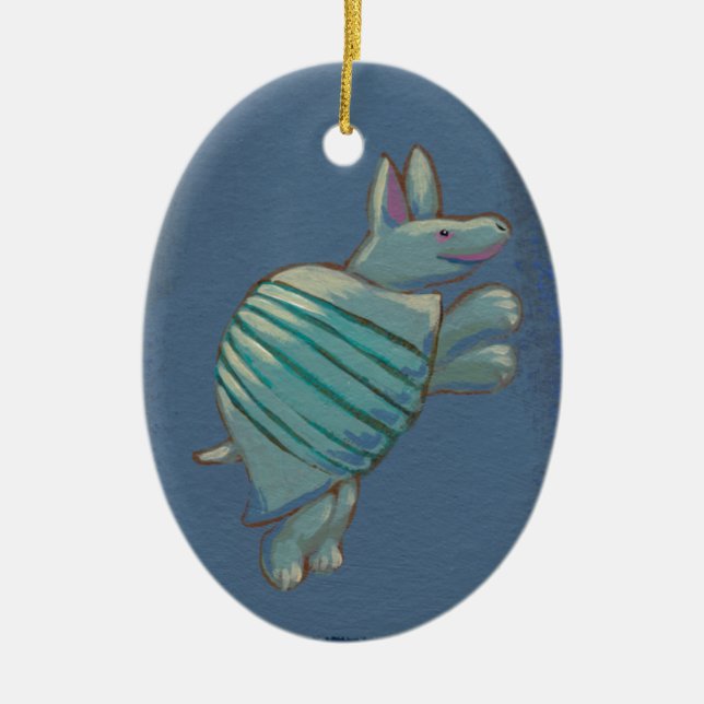 Armadillo art fun inspirational confident cute ceramic ornament (Front)