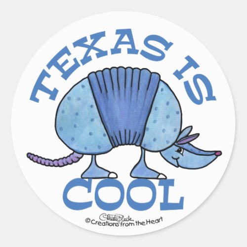 Armadillo Blue_Texas is Cool Classic Round Sticker