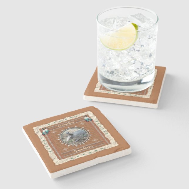 Armadillo Boundary Energy Stone Coaster (Side)