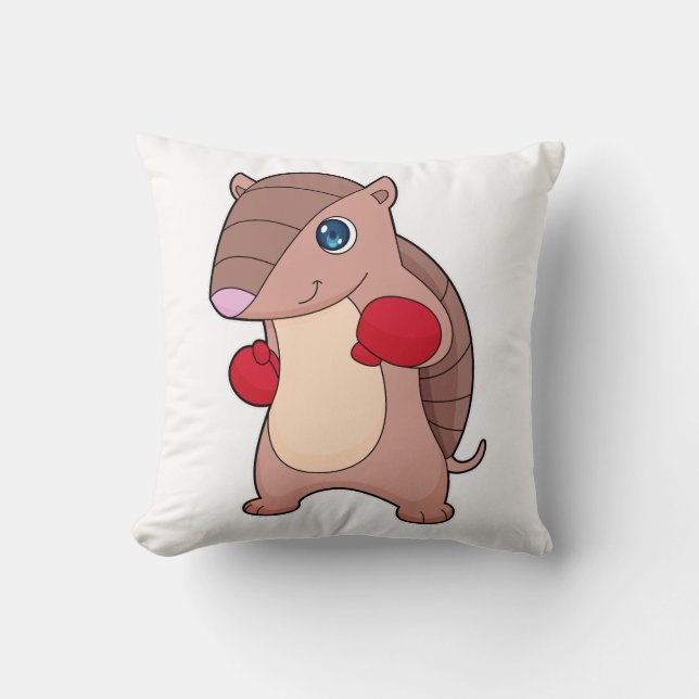 Armadillo Boxing Boxer Boxing gloves Throw Pillow (Front)