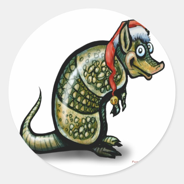 Armadillo Christmas Classic Round Sticker (Front)