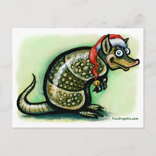 Armadillo Christmas Holiday Postcard