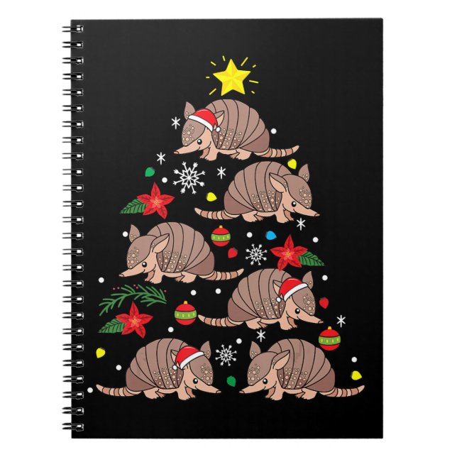 Armadillo Christmas Ornament Tree Funny Zookeeper Notebook (Front)
