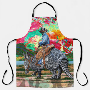 Armadillo Cowboy Abstract Sunset Apron