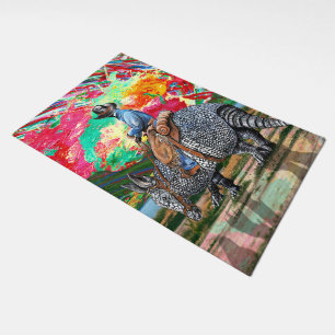 Armadillo Cowboy Abstract Sunset Doormat