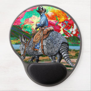 Armadillo Cowboy Abstract Sunset Gel Mouse Pad