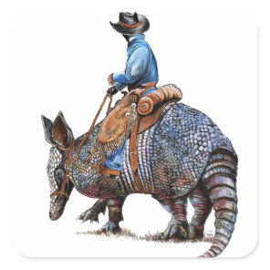 Armadillo Cowboy or Broncodillo Square Sticker