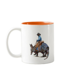 Armadillo Cowboy or Broncodillo Two-Tone Coffee Mug