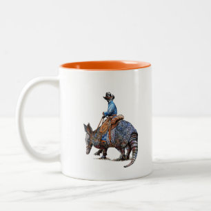 Armadillo Cowboy or Broncodillo Two-Tone Coffee Mug