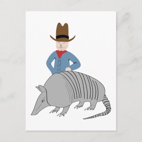 Armadillo Cowboy Postcard