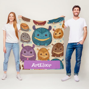 Armadillo Cute Circle Print  Fleece Blanket