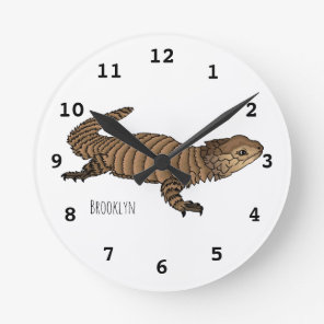 Armadillo girdled cartoon illustration round clock