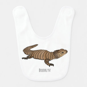 Armadillo girdled lizard cartoon illustration baby bib