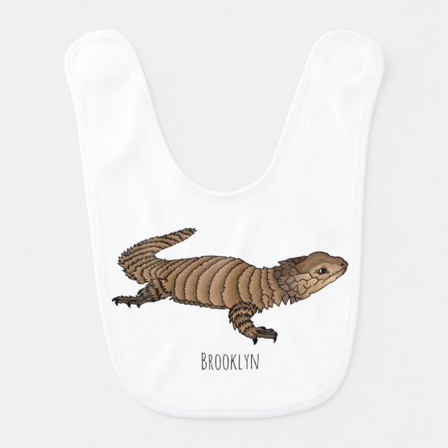 Armadillo girdled lizard cartoon illustration baby bib (Front)