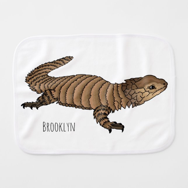 Armadillo girdled lizard cartoon illustration baby burp cloth (Front Horizontal)