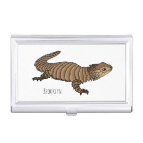 Armadillo girdled lizard cartoon illustration  business card case
