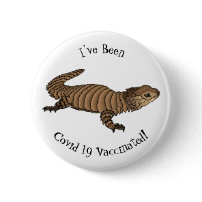 Armadillo girdled lizard cartoon illustration  button