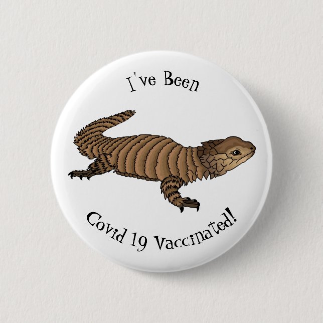 Armadillo girdled lizard cartoon illustration  button (Front)
