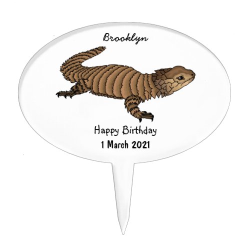 Armadillo girdled lizard cartoon illustration  cake topper