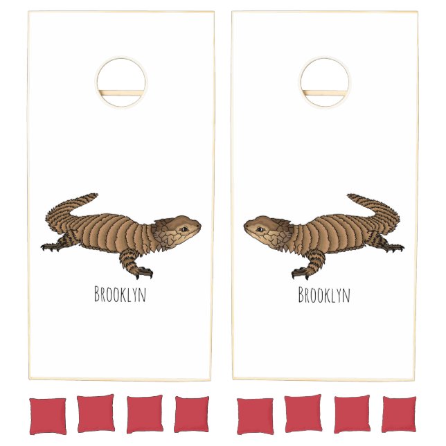 Armadillo girdled lizard cartoon illustration  cornhole set (Set)