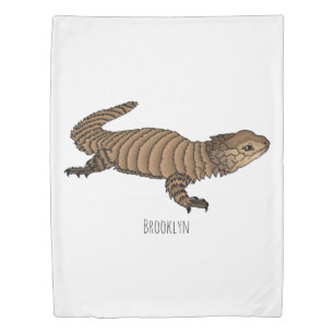 Armadillo girdled lizard cartoon illustration duvet cover