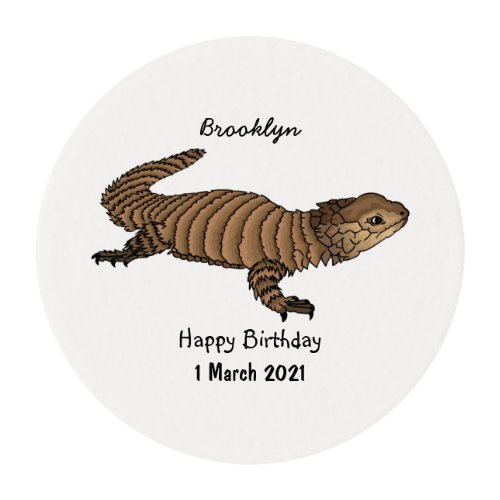 Armadillo girdled lizard cartoon illustration edible frosting rounds