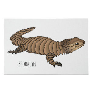 Armadillo girdled lizard cartoon illustration faux canvas print