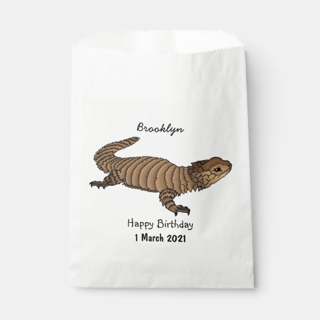 Armadillo girdled lizard cartoon illustration favor bag (Front)