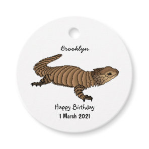 Armadillo girdled lizard cartoon illustration  favor tags
