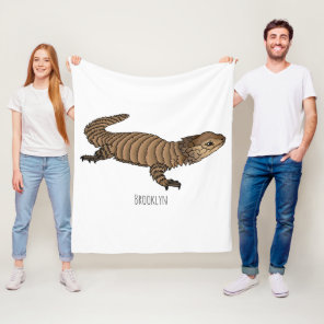 Armadillo girdled lizard cartoon illustration fleece blanket