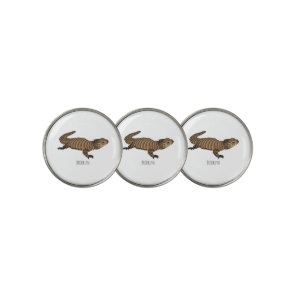 Armadillo girdled lizard cartoon illustration golf ball marker