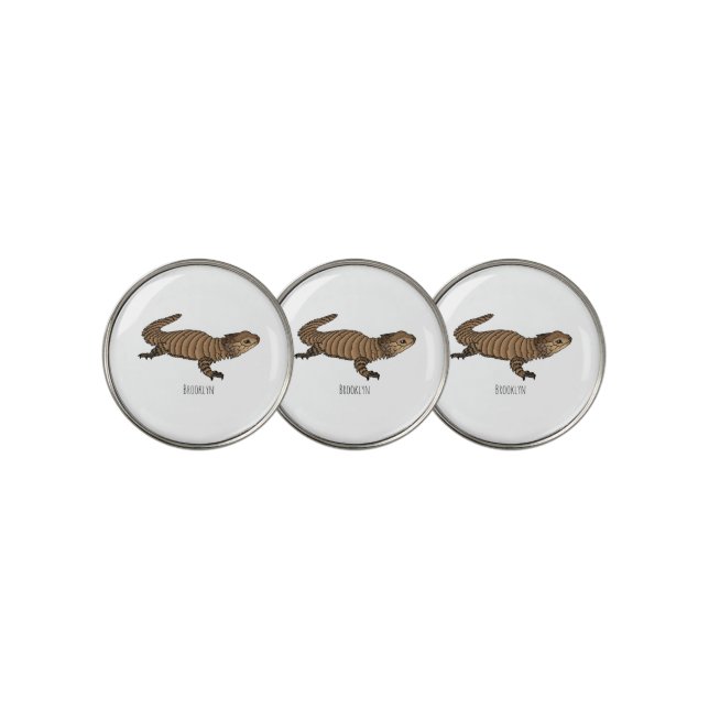 Armadillo girdled lizard cartoon illustration golf ball marker (3 Up)