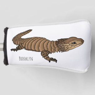 Armadillo girdled lizard cartoon illustration golf head cover