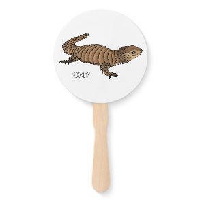 Armadillo girdled lizard cartoon illustration  hand fan