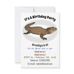 Armadillo girdled lizard cartoon illustration  invitation